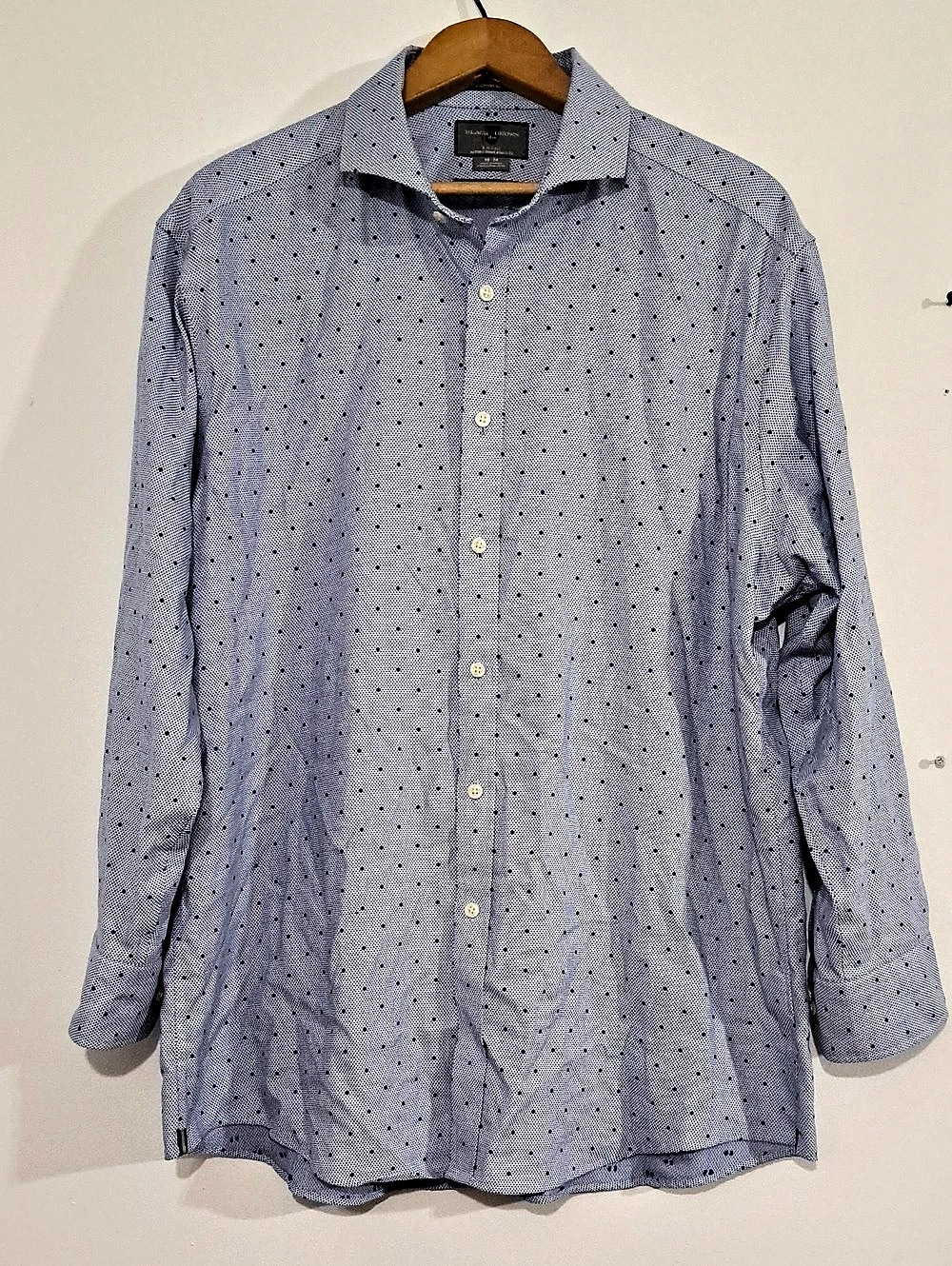 Black & Brown 1826 80's 2-Ply Egyptian Cotton Dress Shirt Blue & White Size 18